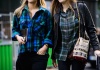 girls walking on the street style photos checked shirts