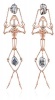  Rebirth collection Frog Skeleton earrings in rose gold with white diamonds and Keshi pearls.